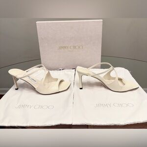 Jimmy Choo Anise 75 Patent Sandal, White